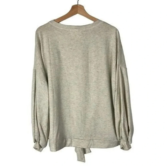 Fantastic Fawn Oatmeal Beige Tie Front Long Sleeve S - Picture 2 of 4